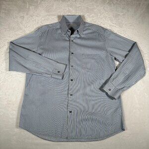 Ermenegildo Zegna Shirt Men XL Striped Long Sleeve Single Pocket Made Italy EUC